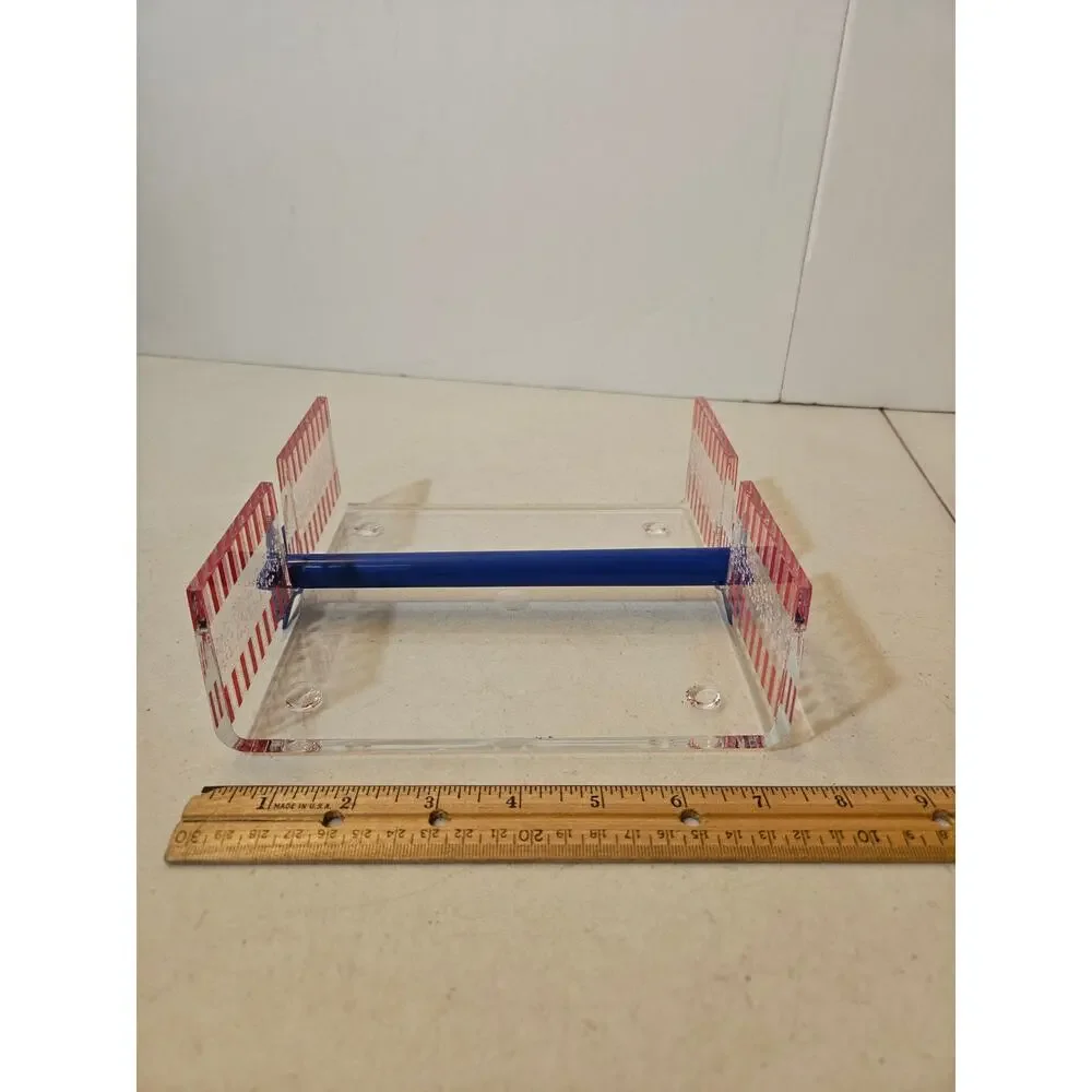 Vintage Avon Plastic Acrylic Napkin Holder Red White Blue Patriotic Americana